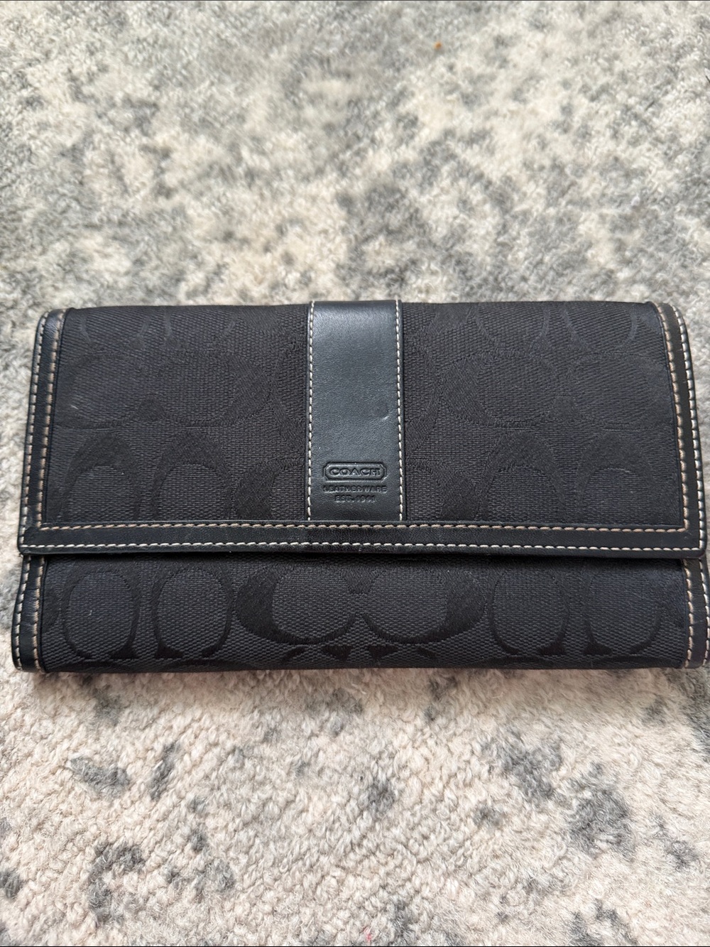 Coach Black Signature Continental Clutch Wallet